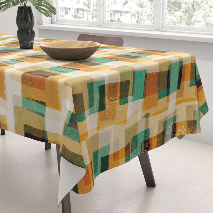 Abstract Linocut Pattern #9 Tablecloth Gallery Image 3