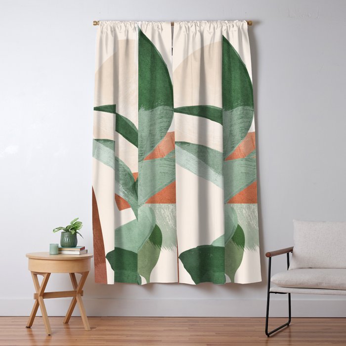 Modern Abstract Art Plant 3 Window Curtain Gallery Image 5