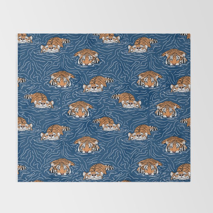 Tigers in the water Throw Blanket Gallery Image 2