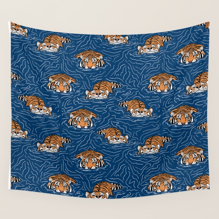 Tigers in the water Wall Tapestry Gallery Image 4