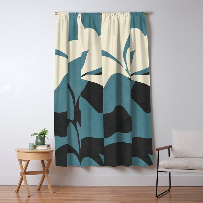 Abstract Modern Flowers 2 Window Curtain Gallery Image 1