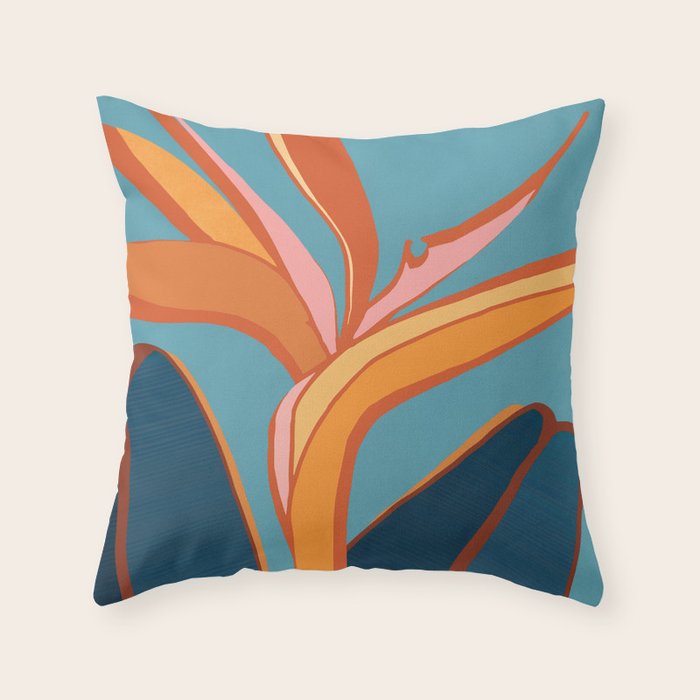 Bird of Paradise Tropical Plant  Throw Pillow Gallery Image 1