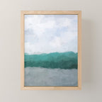 Surfs Up - Aqua Teal Turquoise Sky Blue White Gray Abstract Painting Art Water Ocean Waves Mini Art Print Gallery Image 1