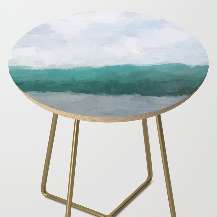 Surfs Up - Aqua Teal Turquoise Sky Blue White Gray Abstract Painting Art Water Ocean Waves Side Table Gallery Image 2