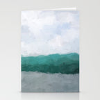 Surfs Up - Aqua Teal Turquoise Sky Blue White Gray Abstract Painting Art Water Ocean Waves Stationery Card Gallery Image 2