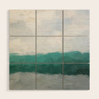 Surfs Up - Aqua Teal Turquoise Sky Blue White Gray Abstract Painting Art Water Ocean Waves Wood Wall Art Gallery Image 1