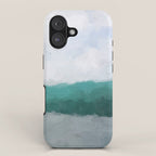 Surfs Up - Aqua Teal Turquoise Sky Blue White Gray Abstract Painting Art Water Ocean Waves iPhone Case Gallery Image 1