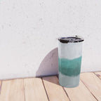 Surfs Up - Aqua Teal Turquoise Sky Blue White Gray Abstract Painting Art Water Ocean Waves Travel Mug Gallery Image 4