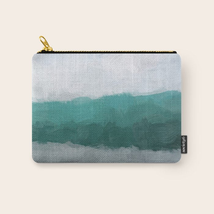 Surfs Up - Aqua Teal Turquoise Sky Blue White Gray Abstract Painting Art Water Ocean Waves Carry All Pouch Gallery Image 1