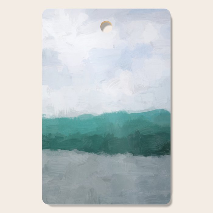 Surfs Up - Aqua Teal Turquoise Sky Blue White Gray Abstract Painting Art Water Ocean Waves Cutting Board Gallery Image 1