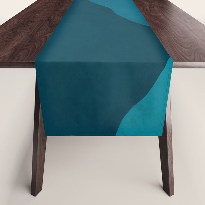 Teal Mountains Minimal Landscape Table Runner Gallery Image 1