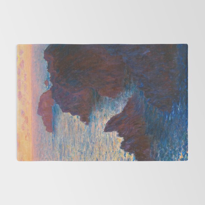 Claude Monet Impressionist Landscape Oil Painting Sunset At Sea Cliffs Ocean Cliff Landscape Rug Gallery Image 2