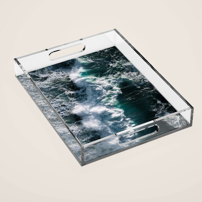 Crashing ocean waves - Ireland's seascapes at sunset Acrylic Tray Gallery Image 1
