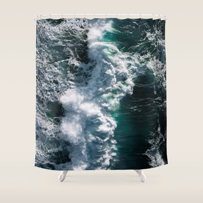 Crashing ocean waves - Ireland's seascapes at sunset Shower Curtain Gallery Image 1