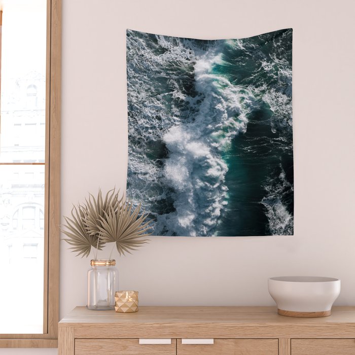 Crashing ocean waves - Ireland's seascapes at sunset Wall Tapestry Gallery Image 2