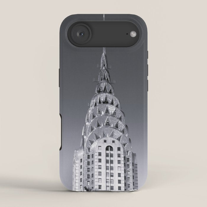 Pinnacle skyscraper sphere, New York, New York architectural black and white photograph iPhone Case Gallery Image 2