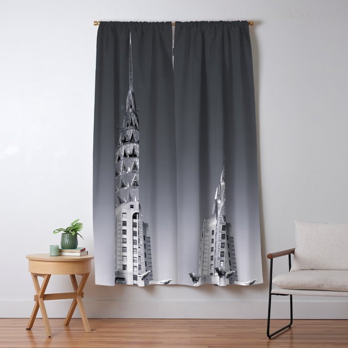 Pinnacle skyscraper sphere, New York, New York architectural black and white photograph Window Curtain Gallery Image 5