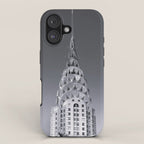 Pinnacle skyscraper sphere, New York, New York architectural black and white photograph iPhone Case Gallery Image 1