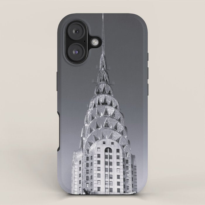 Pinnacle skyscraper sphere, New York, New York architectural black and white photograph iPhone Case Gallery Image 1