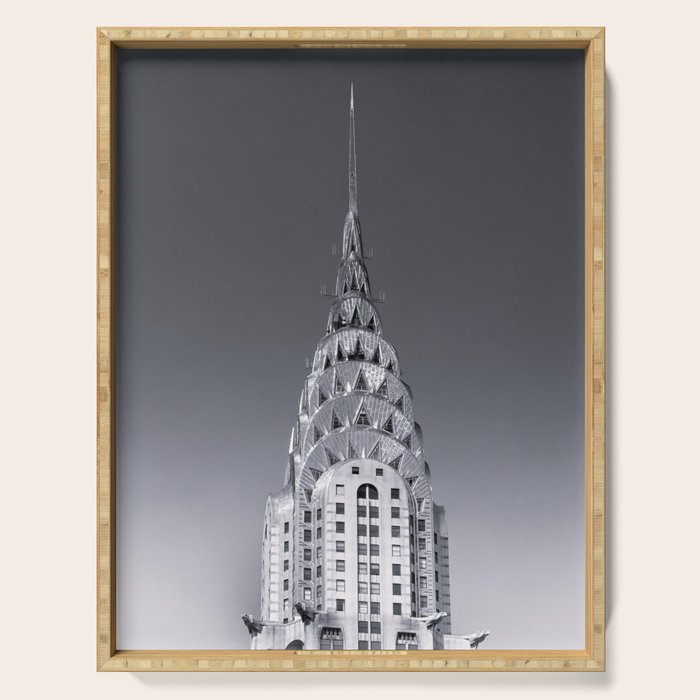 Pinnacle skyscraper sphere, New York, New York architectural black and white photograph Serving Tray Gallery Image 1