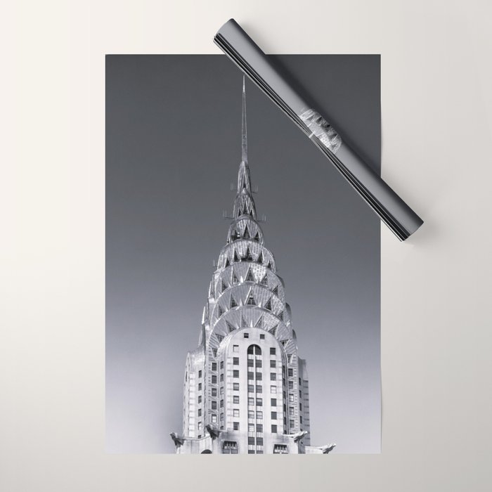 Pinnacle skyscraper sphere, New York, New York architectural black and white photograph Wrapping Paper Gallery Image 1