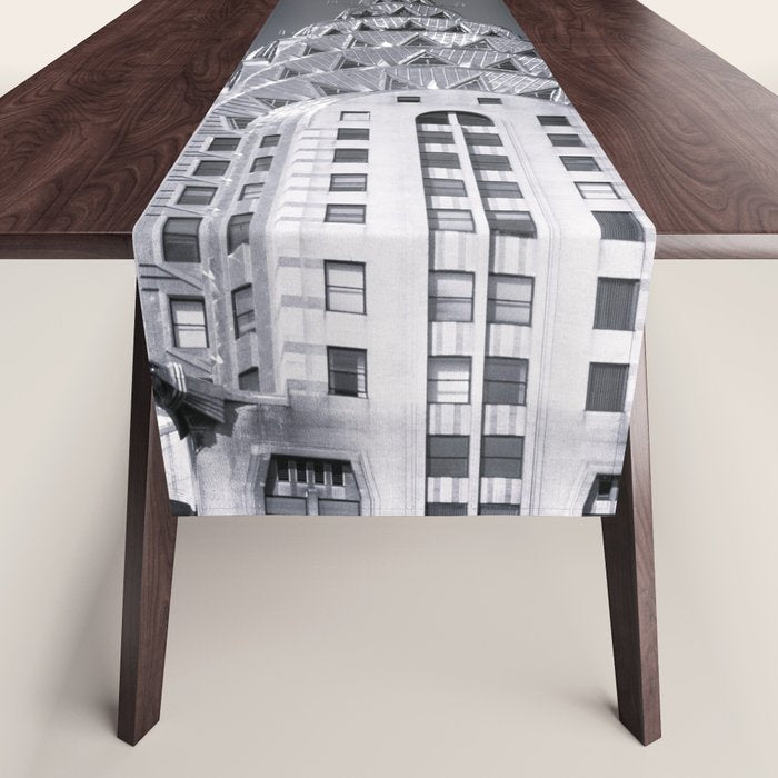 Pinnacle skyscraper sphere, New York, New York architectural black and white photograph Table Runner Gallery Image 1