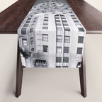 Pinnacle skyscraper sphere, New York, New York architectural black and white photograph Table Runner Gallery Image 1