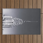 Pinnacle skyscraper sphere, New York, New York architectural black and white photograph Outdoor Rug Gallery Image 1