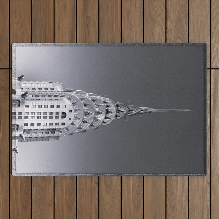 Pinnacle skyscraper sphere, New York, New York architectural black and white photograph Outdoor Rug Gallery Image 1