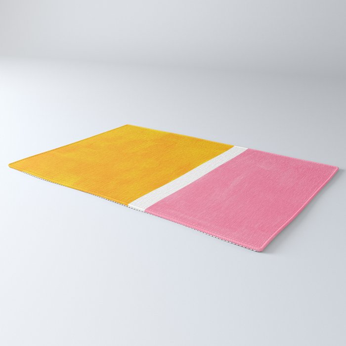 Pastel Yellow Pink Rothko Minimalist Mid Century Abstract Color Field Squares Rug Gallery Image 3