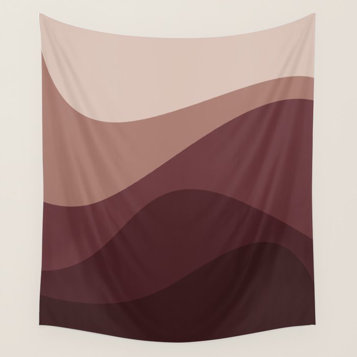 Abstract Color Waves VI Neutral Red Tones Wall Tapestry Gallery Image 1