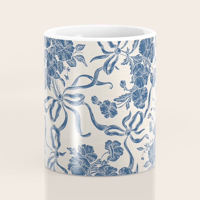Chic Modern Vintage Ivory Navy Blue Floral Pattern Coffee Mug Gallery Image 4