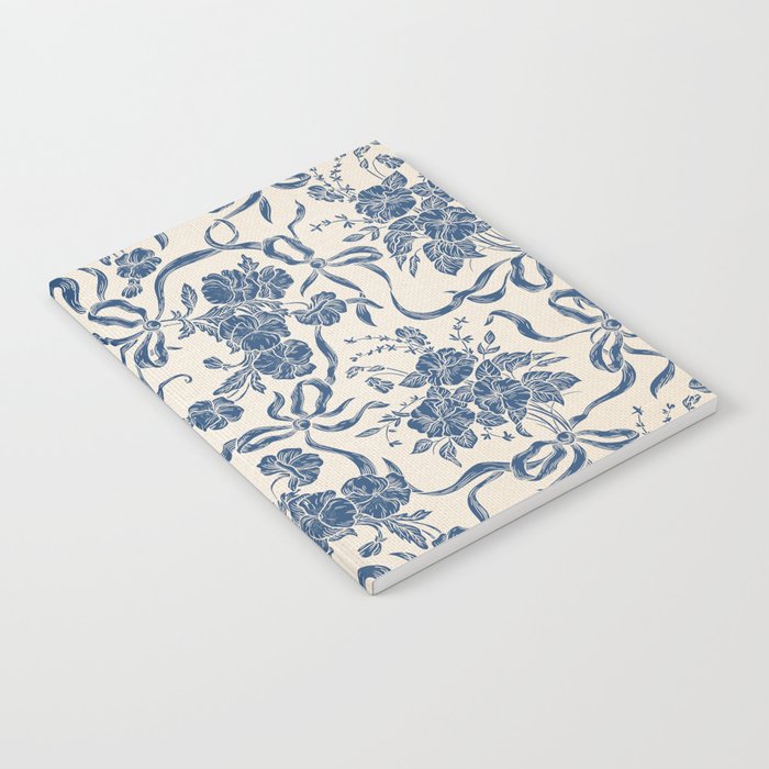 Chic Modern Vintage Ivory Navy Blue Floral Pattern Notebook Gallery Image 2