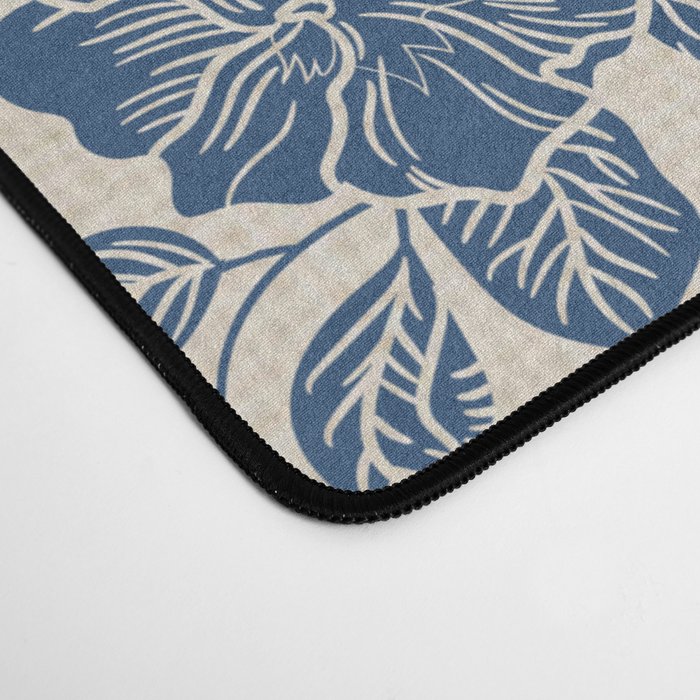 Chic Modern Vintage Ivory Navy Blue Floral Pattern Desk Mat Gallery Image 4
