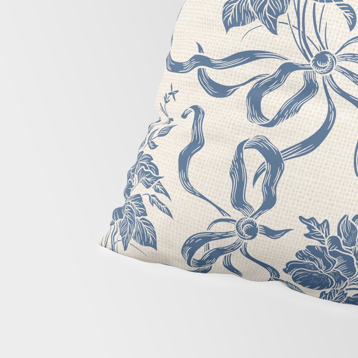 Chic Modern Vintage Ivory Navy Blue Floral Pattern Pillow Sham Gallery Image 4