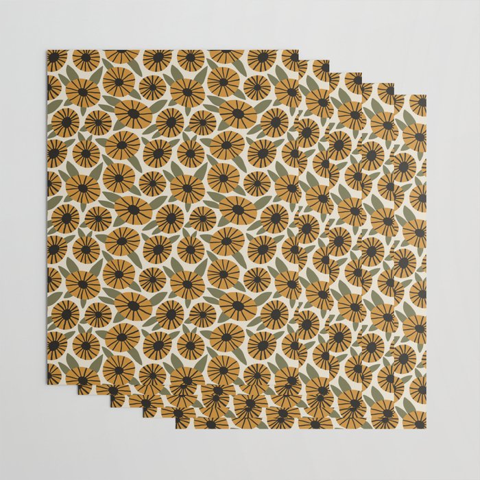 Floral Pattern / Turmeric Yellow & Green Wrapping Paper Gallery Image 3