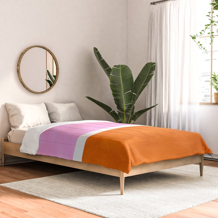 Pastel Neon Pink Yellow Ochre Mid Century Modern Abstract Minimalist Rothko Color Field Squares Comforter Gallery Image 2