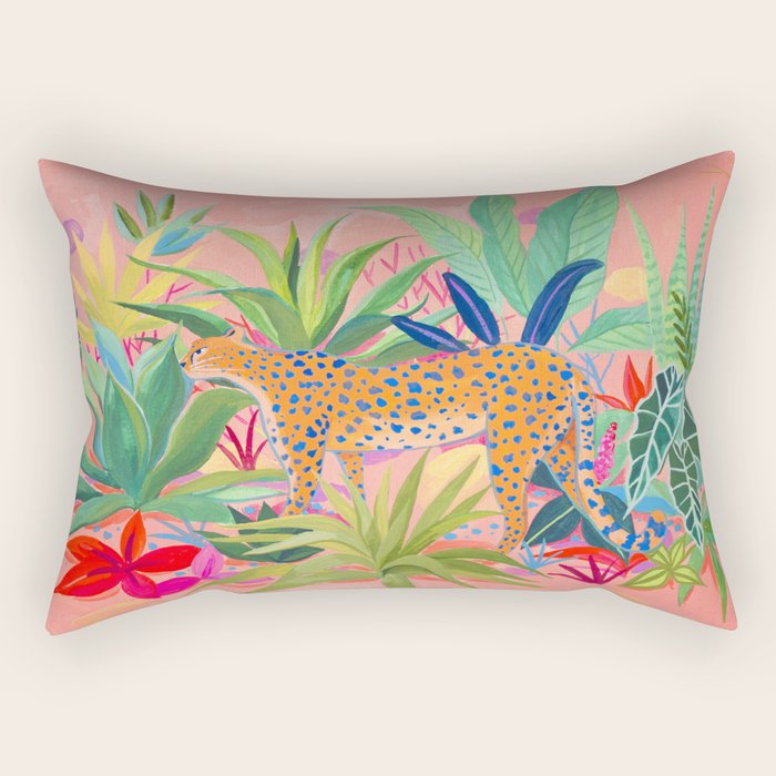 Leopard in Succulent Garden Rectangular Pillow Gallery Image 1
