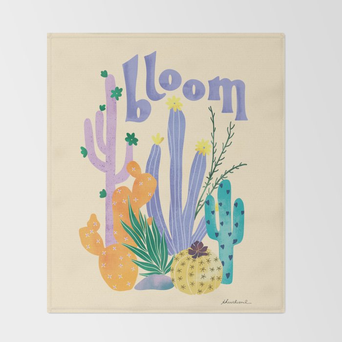 Cactus Blooms Throw Blanket Gallery Image 2