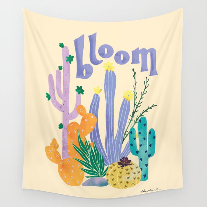 Cactus Blooms Wall Tapestry Gallery Image 4