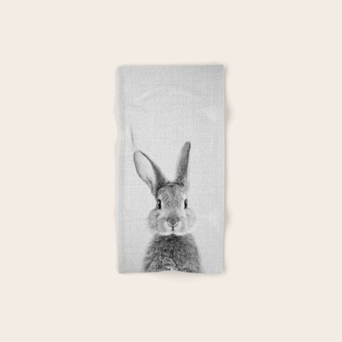 Rabbit - Black & White Bath Towel Gallery Image 1