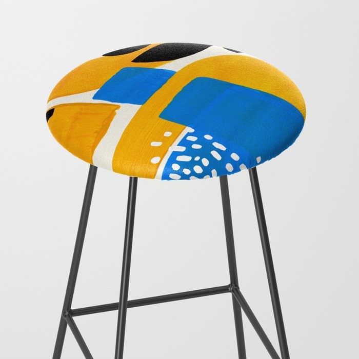 Mid Century Modern abstract Minimalist Fun Colorful Shapes Patterns Ikea Yellow & Blue Stool Gallery Image 2