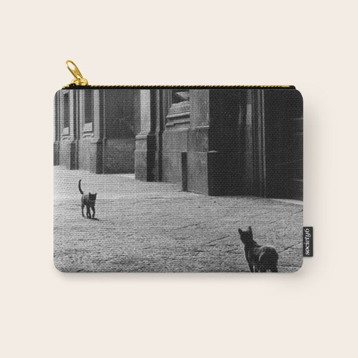 Two French Cats, Paris Left Bank black and white cityscape photograph / photography Carry All Pouch Gallery Image 1