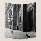 Two French Cats, Paris Left Bank black and white cityscape photograph / photography Wall Tapestry Gallery Image 4