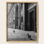 Two French Cats, Paris Left Bank black and white cityscape photograph / photography Serving Tray Gallery Image 1