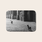 Two French Cats, Paris Left Bank black and white cityscape photograph / photography Bath Mat Gallery Image 1