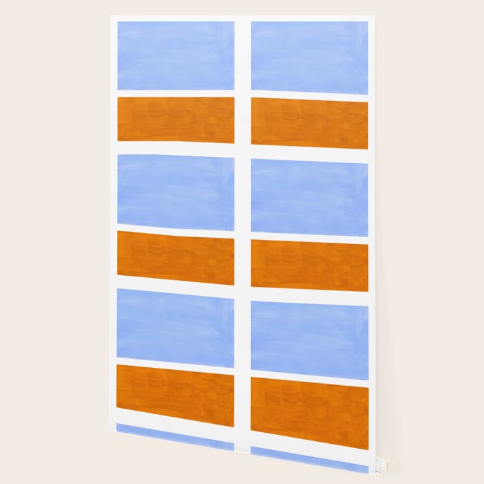 Pastel Royal Blue Yellow ochre Mid Century Modern Abstract Minimalist Rothko Color Field Squares Wallpaper Gallery Image 2