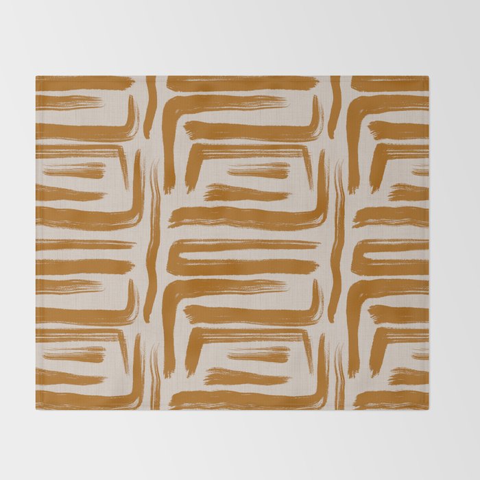 Amber Brushstrokes - Abstract Mid Century Modern Throw Blanket Gallery Image 2