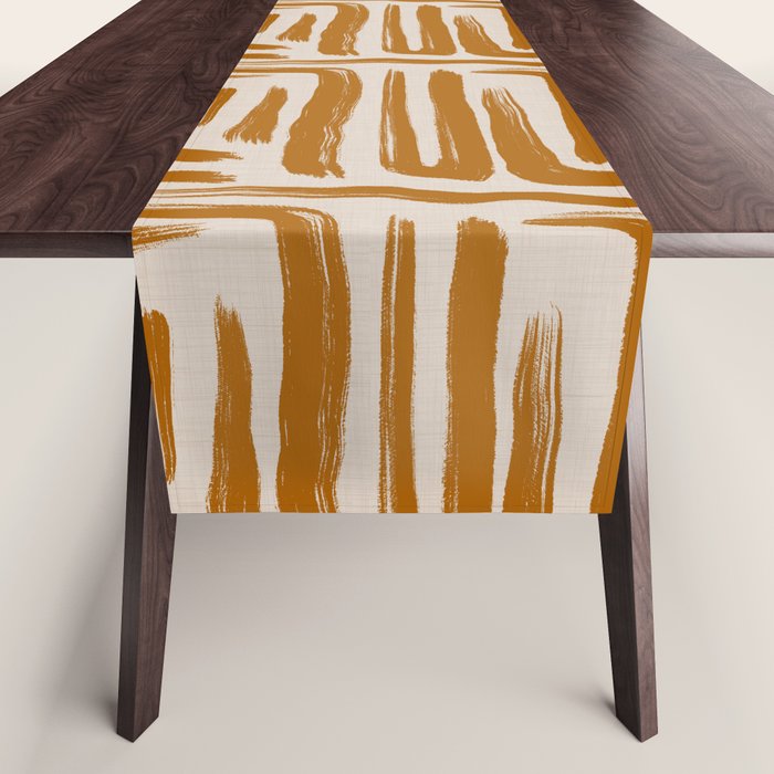 Amber Brushstrokes - Abstract Mid Century Modern Table Runner Gallery Image 1
