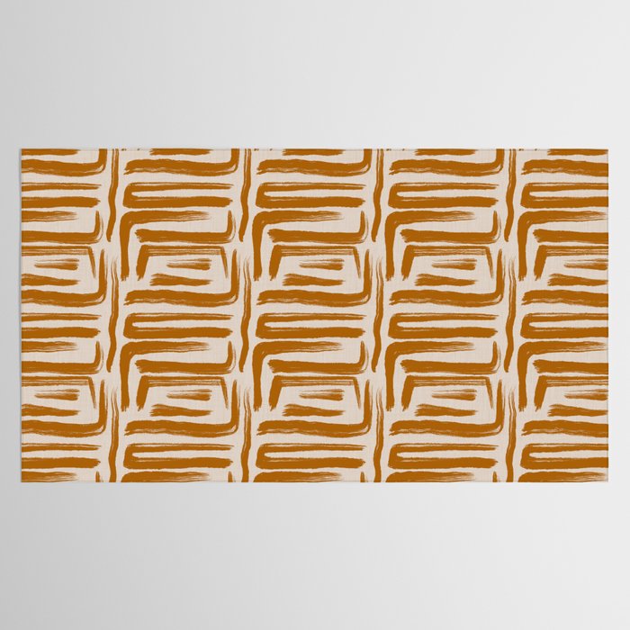 Amber Brushstrokes - Abstract Mid Century Modern Tablecloth Gallery Image 2